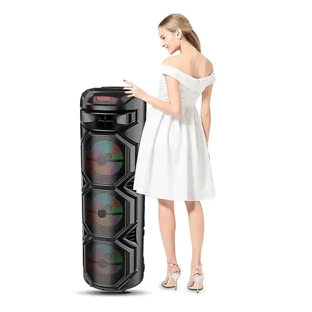 Boxa portabila Bluetooth cu 3 Difuzoare 1800W P.M.P.O mi de 8″ ZQS8301 Telecomanda si Microfon,95cm înălțime + MAȘINĂ DE TUNS CADOU