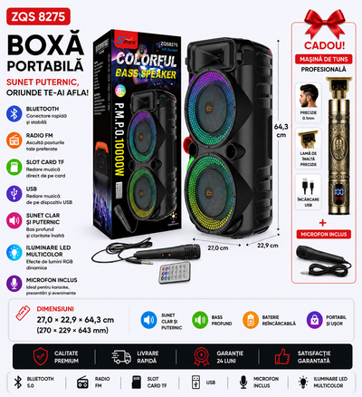 PACHET PROMOȚIONAL ZQS8276 1000W Boxă Multimedia cu Subwoofer, pentru Teatru Acasă,+ CADOU INCLUS