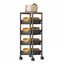 Suport slim portabil cu 5 nivele, 4 rafturi retractabile si 1 polita din MDF, rotativ 360°, 38 (L) x 23.5 (l) x 81.5 (H) cm, negru