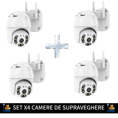 SET X4 CAMERE DE SUPRAVEGHERE WIFI, 5MP, FULL HD, VEDERE COLOR NOAPTEA, MICRO SD , ROTIRE 360, DETECTIE FORMA UMANA
