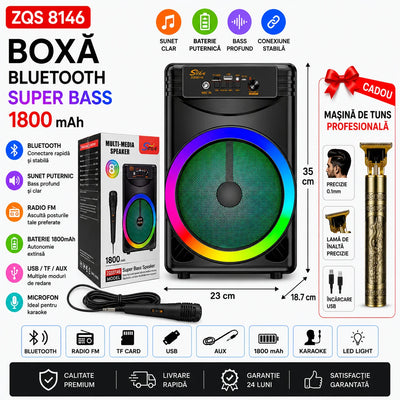 Boxa portabila ZQS8146 480W P.M.P.O USB BT AUX FM microfon mi