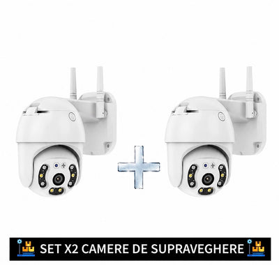SET X2 CAMERE DE SUPRAVEGHERE WIFI, 5MP, FULL HD, VEDERE COLOR NOAPTEA, MICRO SD , ROTIRE 360, DETECTIE FORMA UMANA