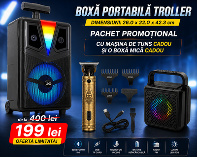 Boxă troller 8157 + Mașina de tuns + Boxă mică