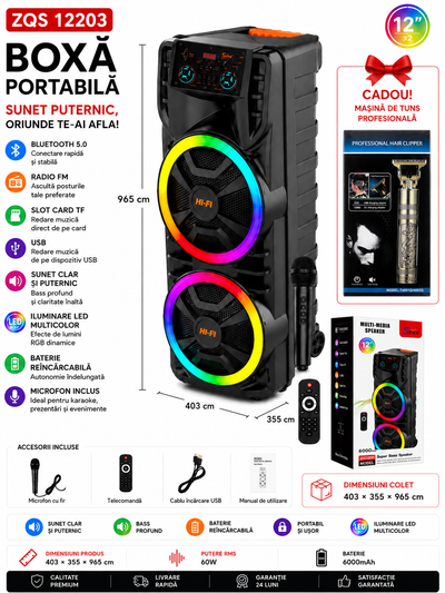 Boxă portabilă ZQS12203+CADOU INCLUS